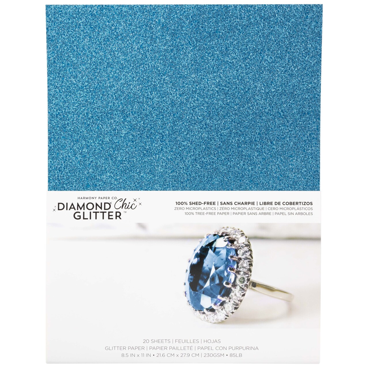 Harmony Diamond Chic Glitter Cardstock 8.5"X11" 20/Pkg-Turquoise